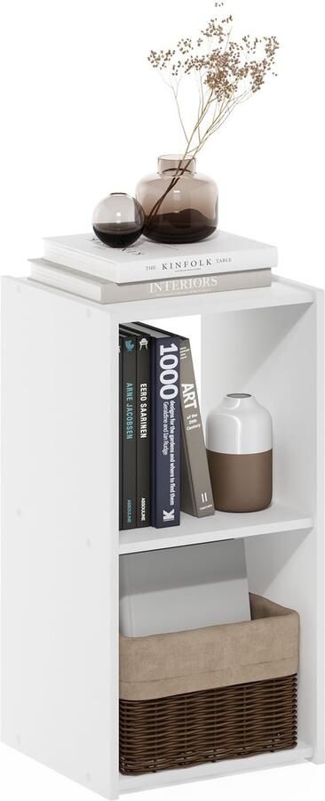 Ibenzoa Stijlvolle witte kubusboekenkast met twee niveaus voor optimaal opbergen