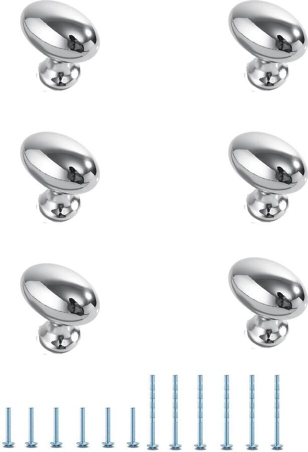 Ibenzoa Stijlvolle Zilverkleurige Ronde Handgrepen voor Kasten en Laden Set van 6
