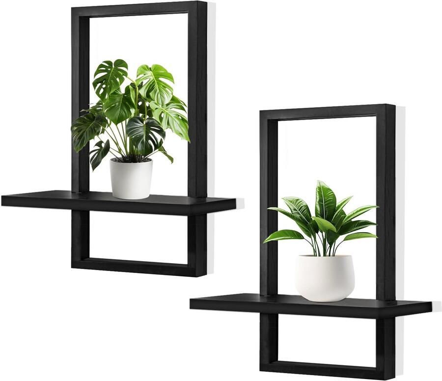 Ibenzoa Stijlvolle zwarte houten wandplanken voor decoratie en opslag in elke ruimte