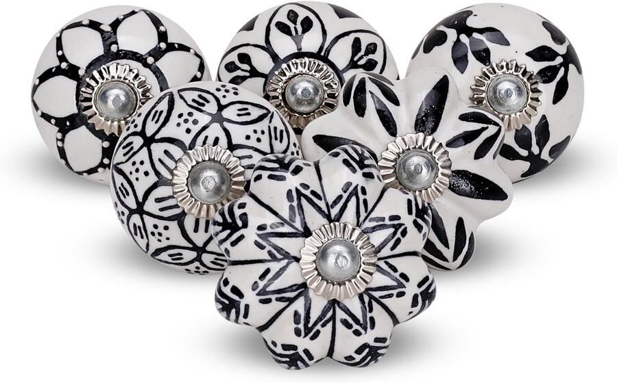 Ibenzoa Stijlvolle Zwarte Keramische Kastknoppen Set van 6 voor Unieke Meubelupgrades