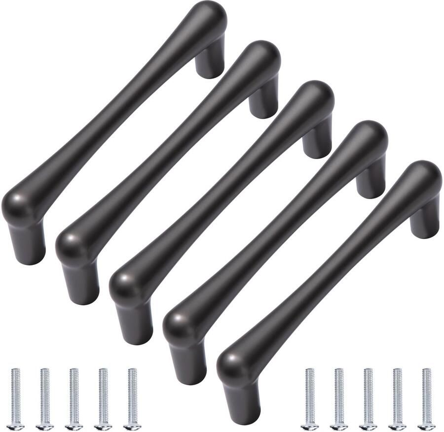 Ibenzoa Stijlvolle zwarte keukengrepen set van 5 voor kasten en lades 96 mm gatafstand
