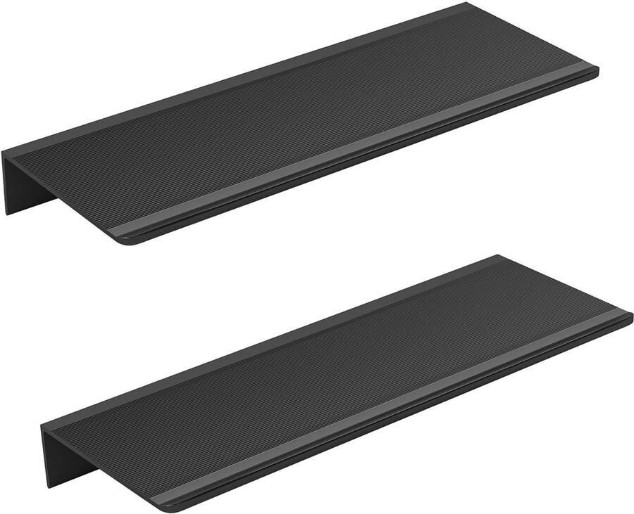 Ibenzoa Stijlvolle Zwarte Metalen Wandplanken Set van 2 voor Ruimtes 40 x 12 cm