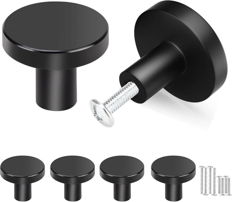 Ibenzoa Stijlvolle Zwarte Meubelknoppen Set van 4 voor Kast en Lade inclusief Schroeven