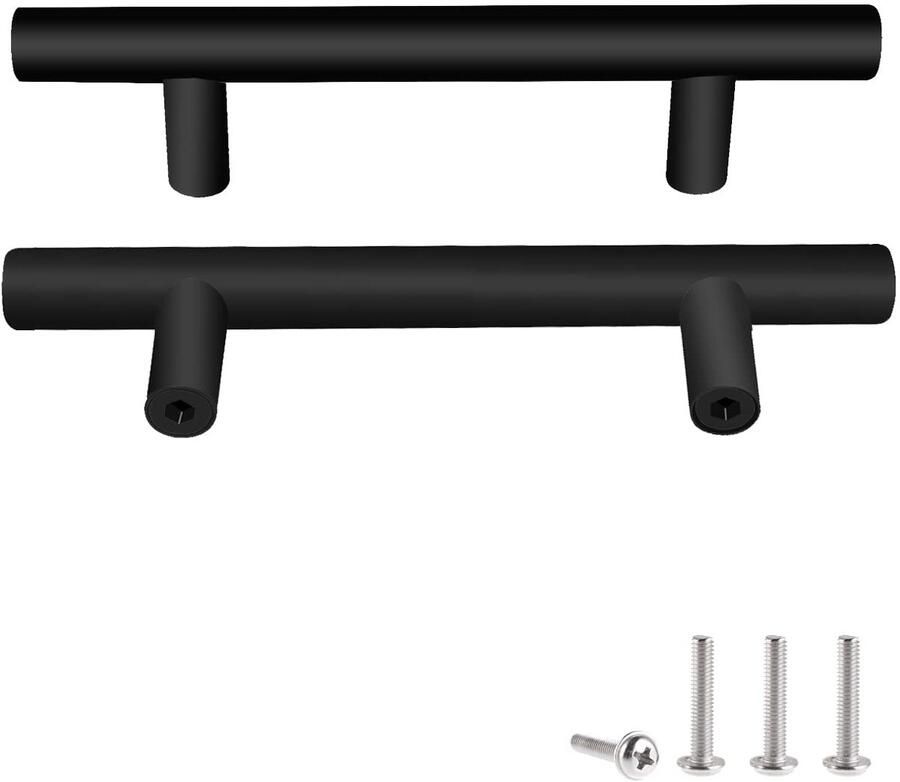 Ibenzoa Stijlvolle zwarte roestvrij stalen meubelknoppen set met schroeven voor veelzijdig gebruik in huis