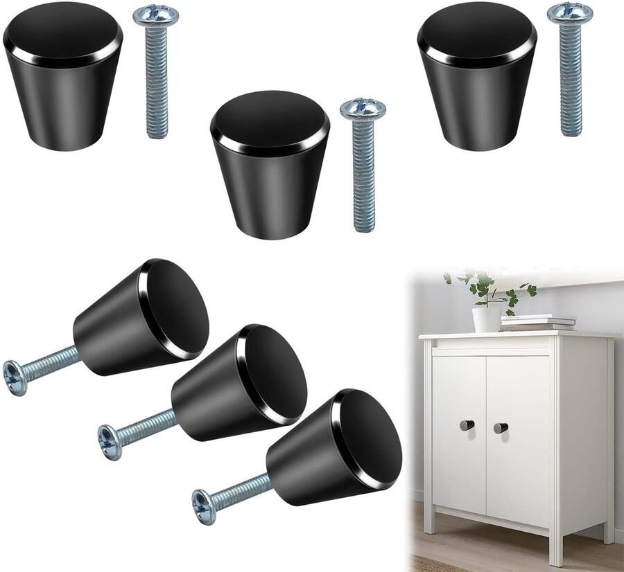 Ibenzoa Stijlvolle Zwarte Vintage Schuifdeur- en Kastknoppen Set van 6 voor Renovaties