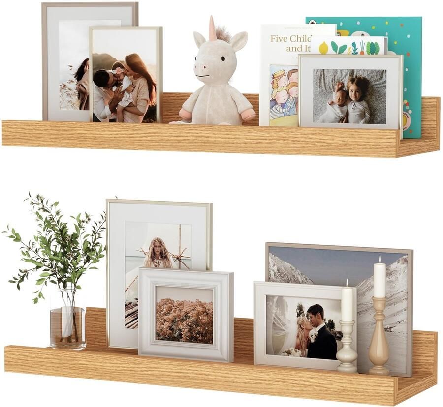 Ibenzoa Stijlvolle Zwevende Wandplanken Set van Twee voor Ruimtes in Huis 40 cm Beige MDF