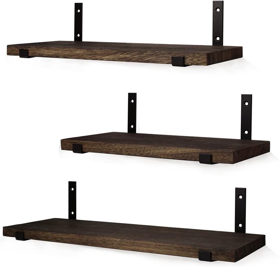 Ibenzoa Stijlvolle Zwevende Wandplanken Set voor Elke Kamer en Interieur Set van 3 Verschillende Maten