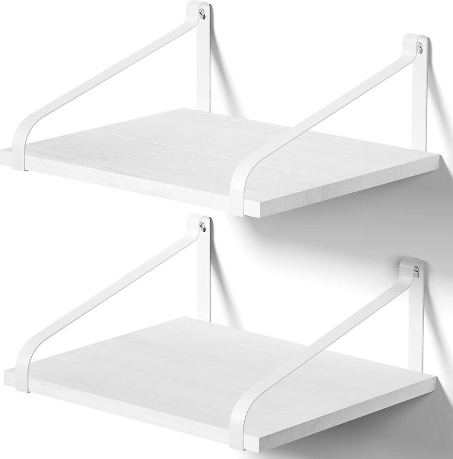 Ibenzoa Stijlvolle Zwevende Wandplanken van Hout en Metaal voor Kamers Set van 2