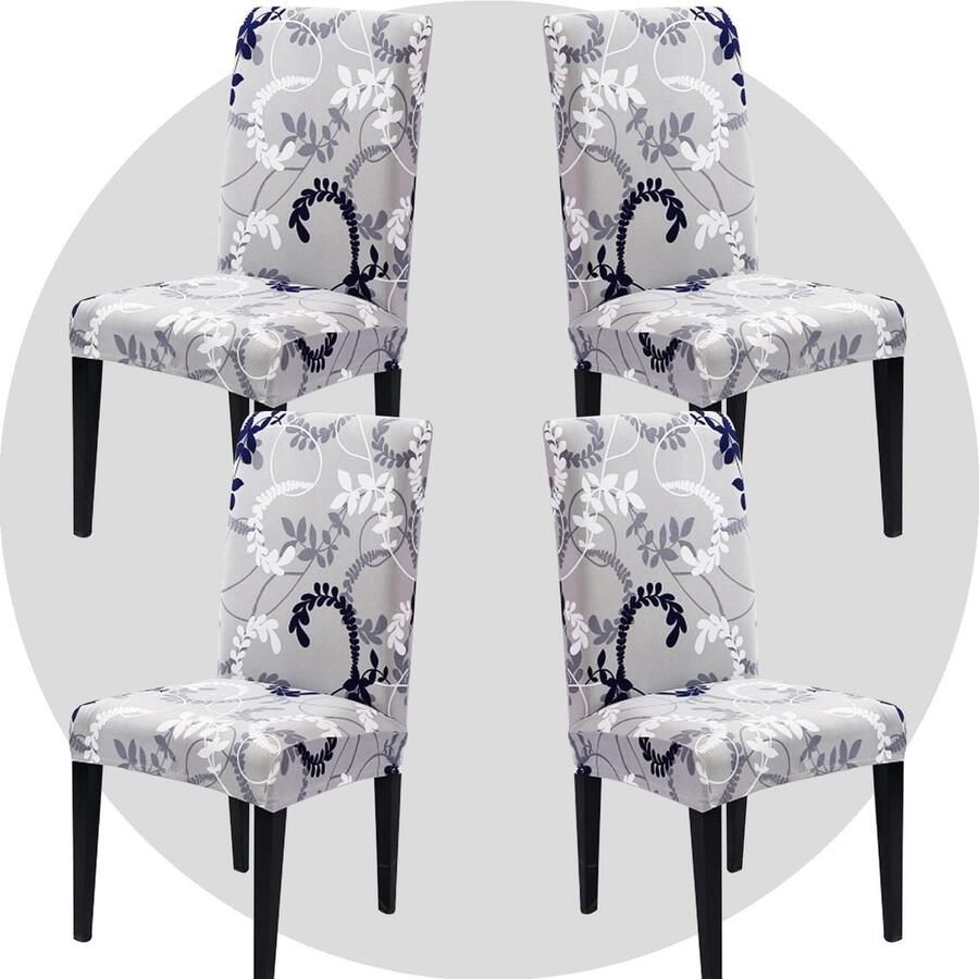 Ibenzoa Stoelhoes Set van 4 Grijs Rotan