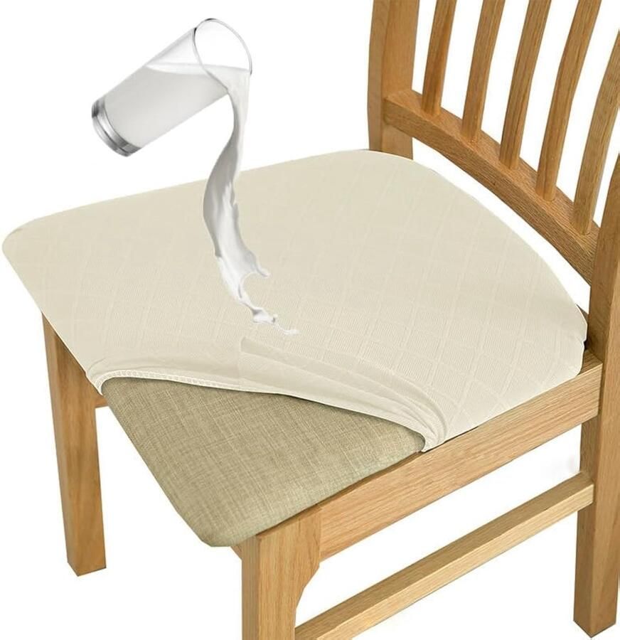 Ibenzoa Stoelhoes Set van 4 Jacquard Ontwerp TPU Gelamineerd Waterdicht Beige