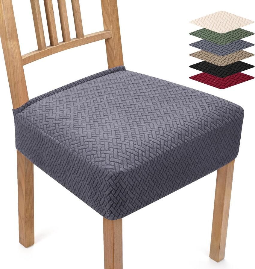 Ibenzoa Stoelhoes Set van 4 Stretch Jacquard Universeel voor Eetkamerstoelen Donkergrijs