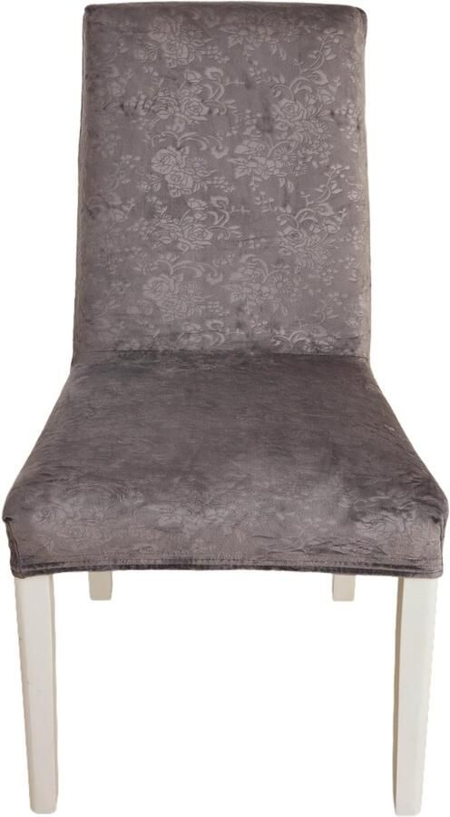 Ibenzoa Stoelhoes Set van 6 Stretch Fluweel Look Afneembaar & Wasbaar Witgrijs