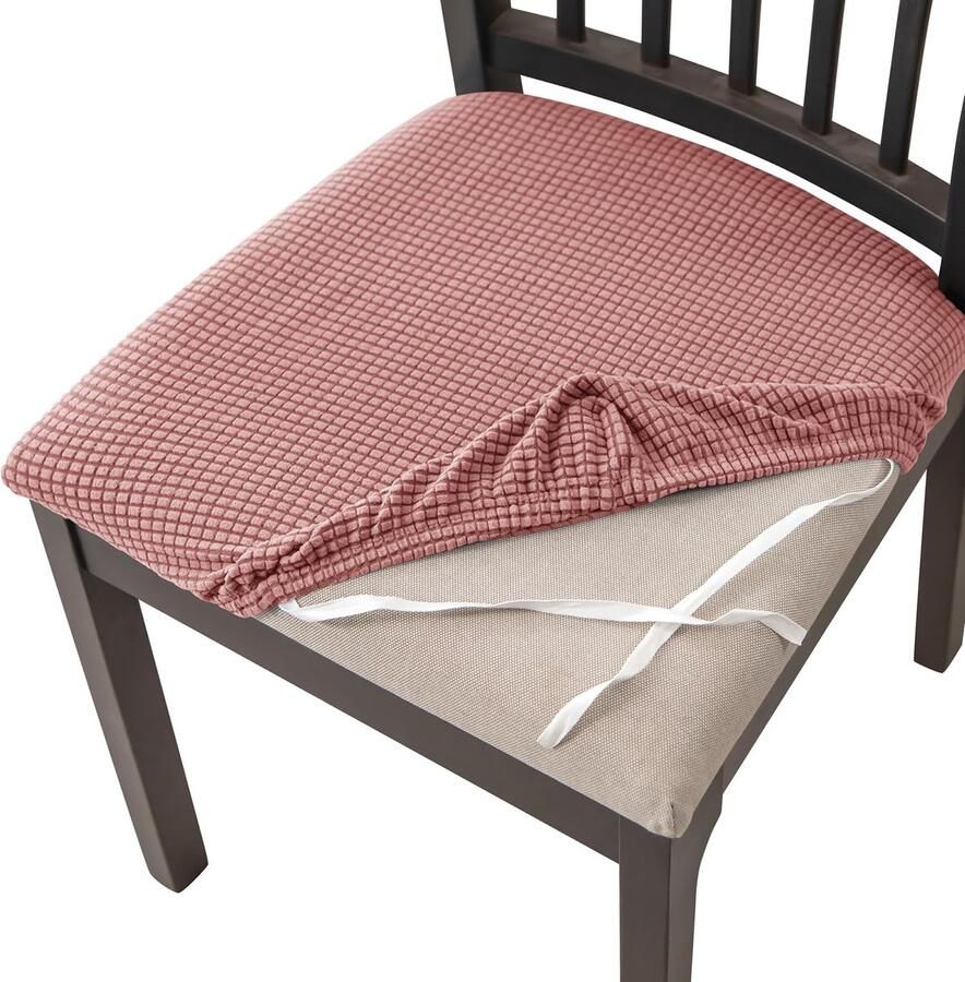 Ibenzoa Stretchbare Jacquard Stoelhoezen Set van 2 voor Eetkamer Keuken en Kantoorstoelen in Roze