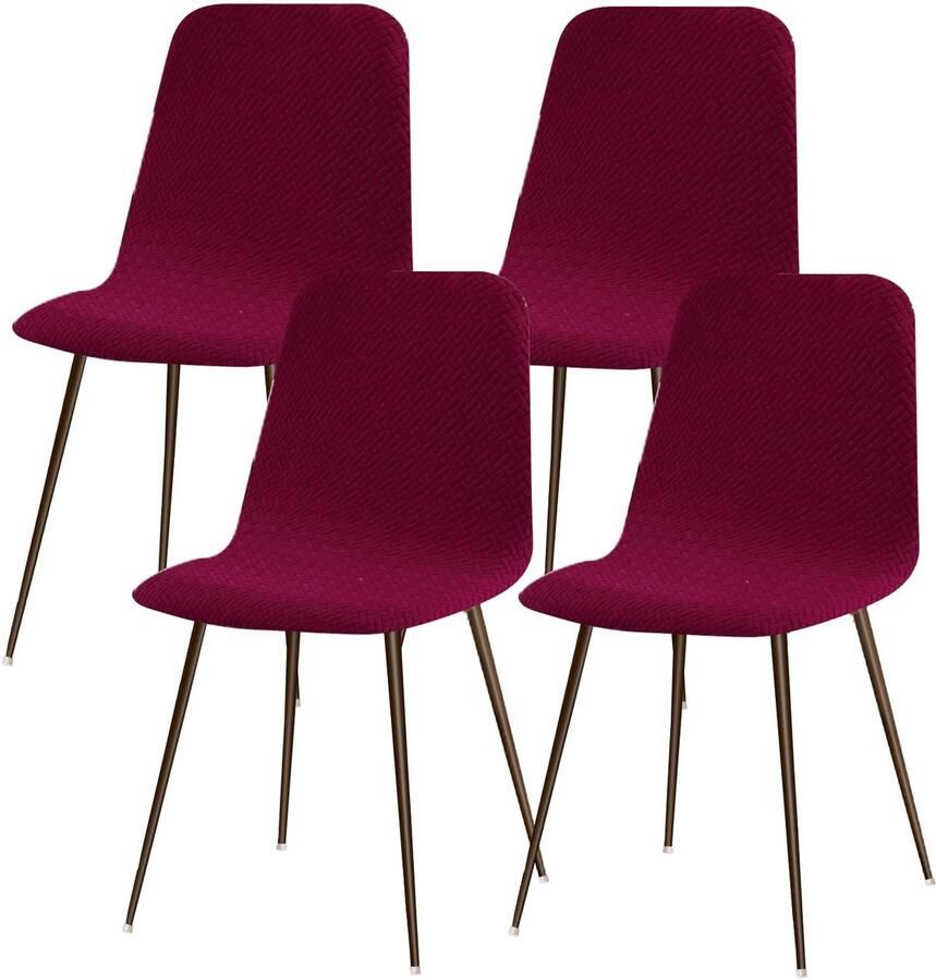 Ibenzoa Stretchbare Stoelhoezen Set van 4 voor Eetkamerstoelen Scandinavisch Design Bordeaux