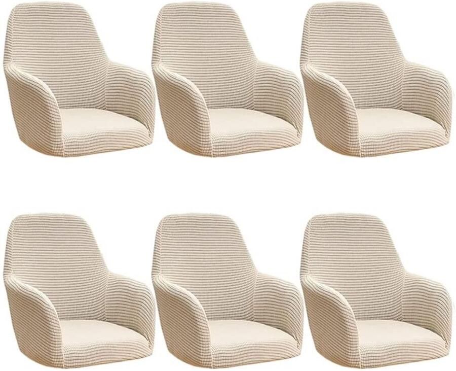 Ibenzoa Stretchbare stoelhoezen voor eetkamerstoelen met armleuning set van 6 voor veelzijdig gebruik Beige