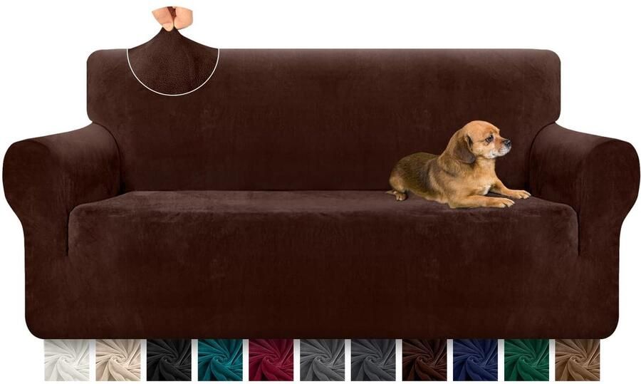 Ibenzoa Superzachte Luxe Fluwelen Bankhoes voor Driezitsbanken met Elastische Pasvorm en Schuimstangen