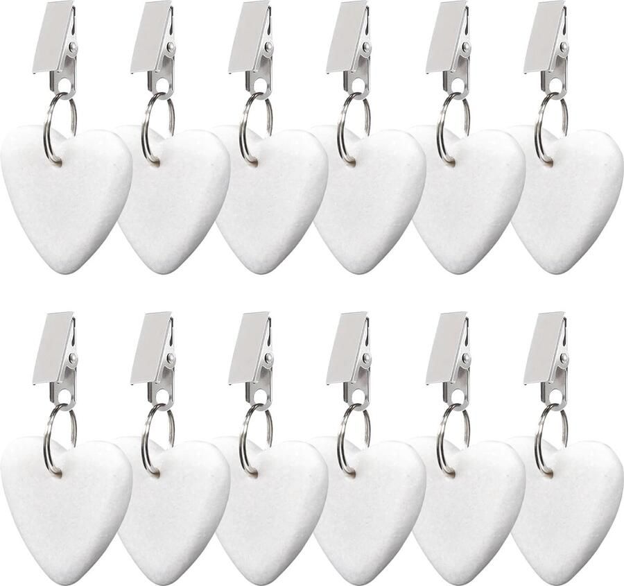 Naapesi 12 stuks marmeren tafelkleedclips met clip tafelkleedgewichten hangers tafelclips extra zware tafelkleedgewichten voor restauranttenten buiten picknick familiediner (wit)