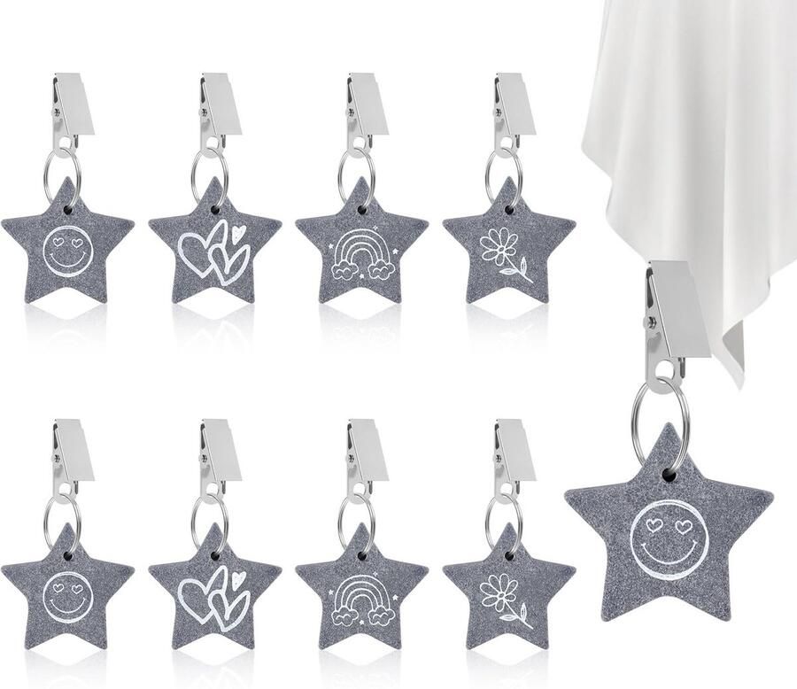 Ibenzoa Tafelkleedgewichten Set van 8 met Natuurstenen Klemmen voor Buiten en Binnengebruik