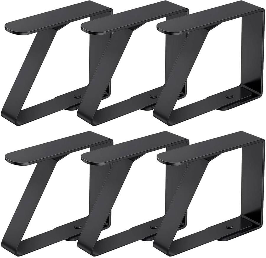 Ibenzoa Tafelkleedklemmen Set van 6 voor Binnen- en Buitengebruik Roestvrij Staal Zwart