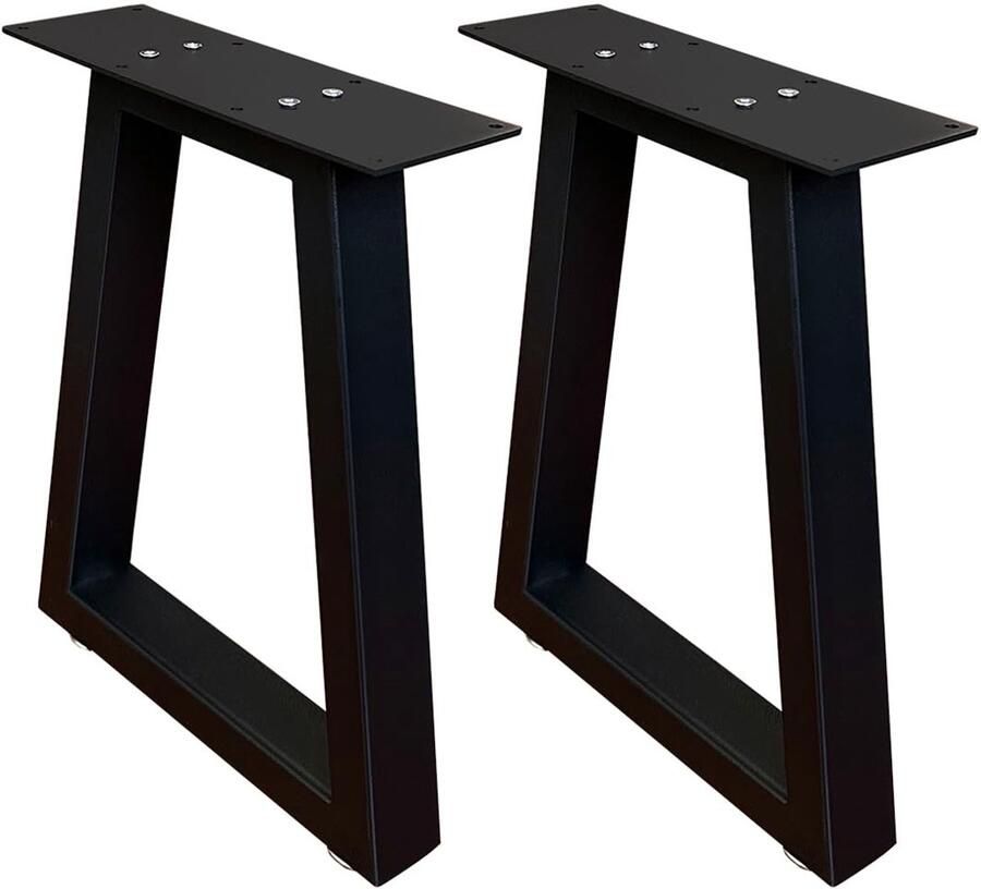 Ibenzoa Tafelpoten van metaal in zwart trapeziumontwerp met verstelbare hoogte voor meubels