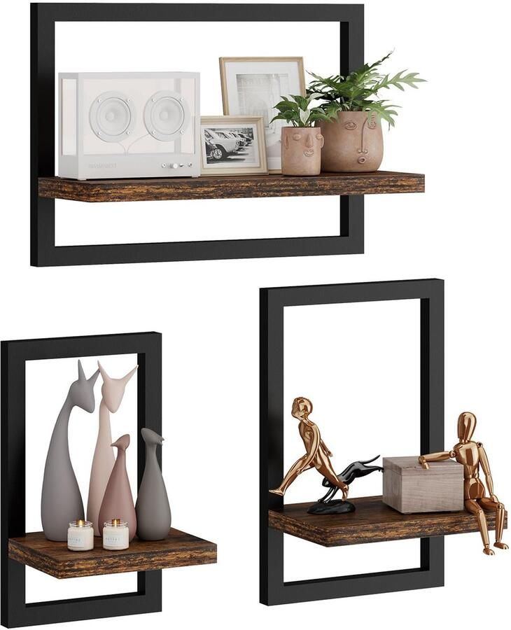 Ibenzoa Tijdloze set van 3 zwevende wandplanken voor veelzijdige opslag en decoratie in huis