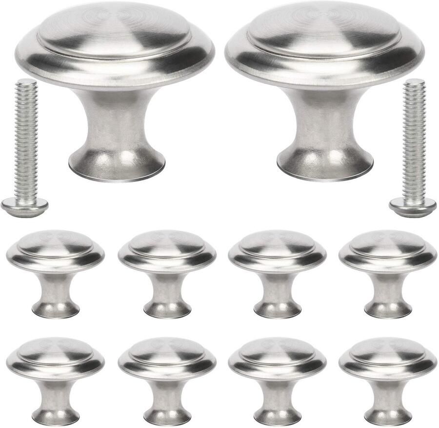 Ibenzoa Tijdloze Zilverkleurige Ronde Meubelknoppen Set van 10 voor Toepassingen in Huis
