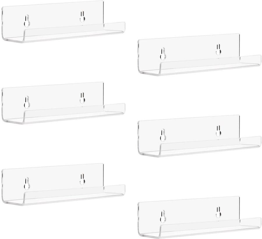 Ibenzoa Transparante Acryl Wandplanken voor Vinyl Boeken en Meer Set van 6 Stuks