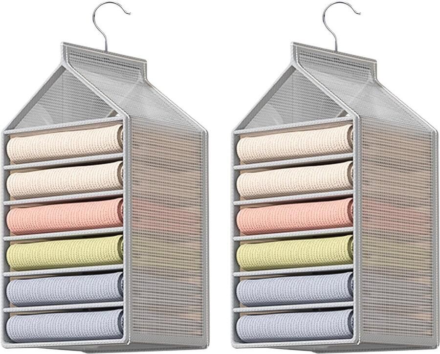 Ibenzoa Transparante Garderobekast Organizer met 6 Vakken Inklapbaar Wit Optimale Opbergoplossing voor Kleding