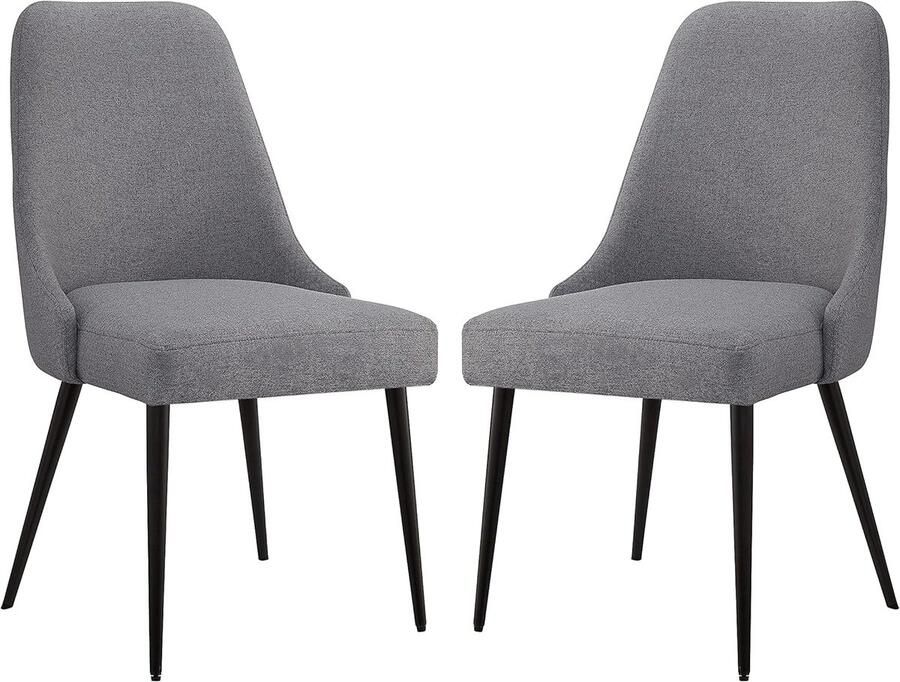 Ibenzoa Twee Gestoffeerde Eetkamerstoelen met Robuuste Metalen Onderstel – Perfect voor Een Stijlvol Diner