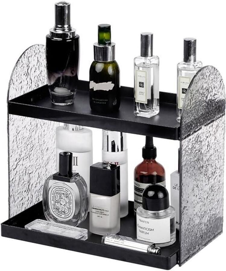 Ibenzoa Twee-laags make-up en huidverzorging organizer voor badkamer en slaapkamer