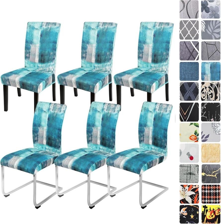 Ibenzoa Uitgebreide Set van 46 Stoelhoesjes Blauw Elastische Bescherming voor Zitmeubels