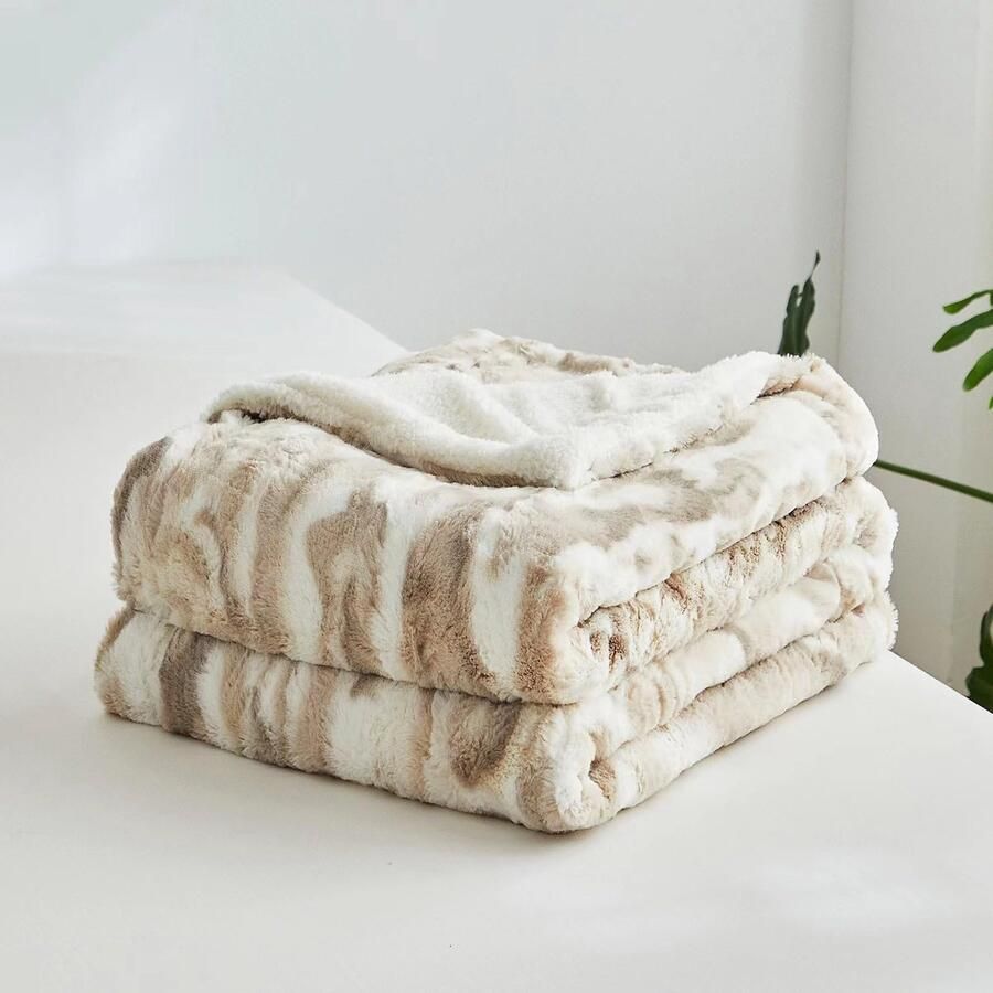 Ibenzoa Ultra Comfortabele Pluizige Deken in Imitatiebont voor Bank en Slaapkamer Groot Formaat 200 x 220 cm