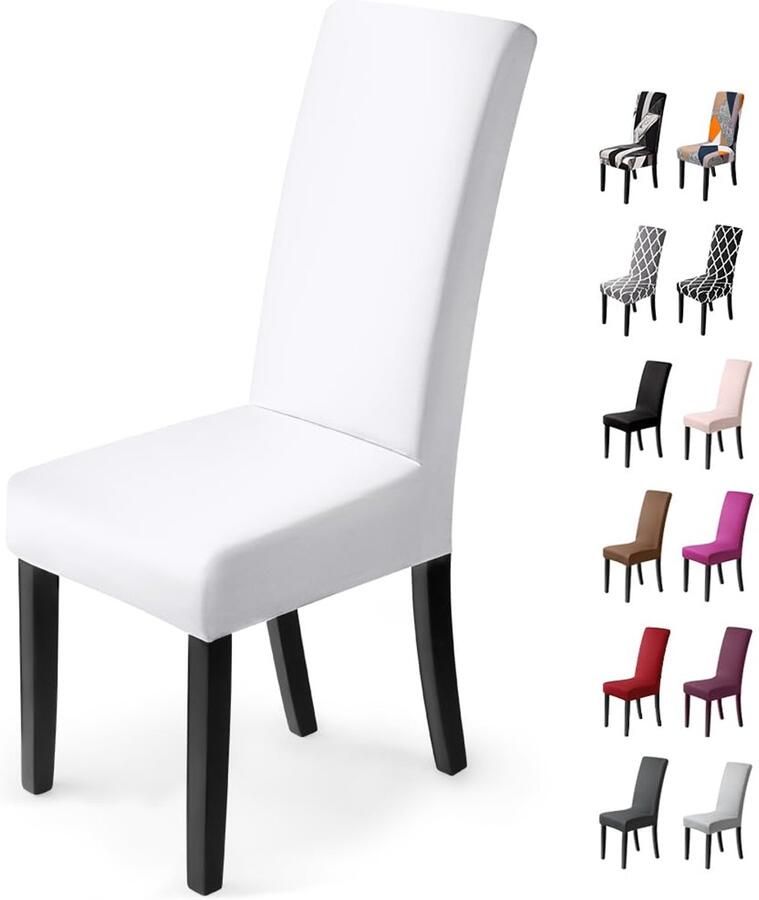 Ibenzoa Universale Stretch Stoelhoes Set van 4 Delen – Wit – Duurzaam en Beschermend