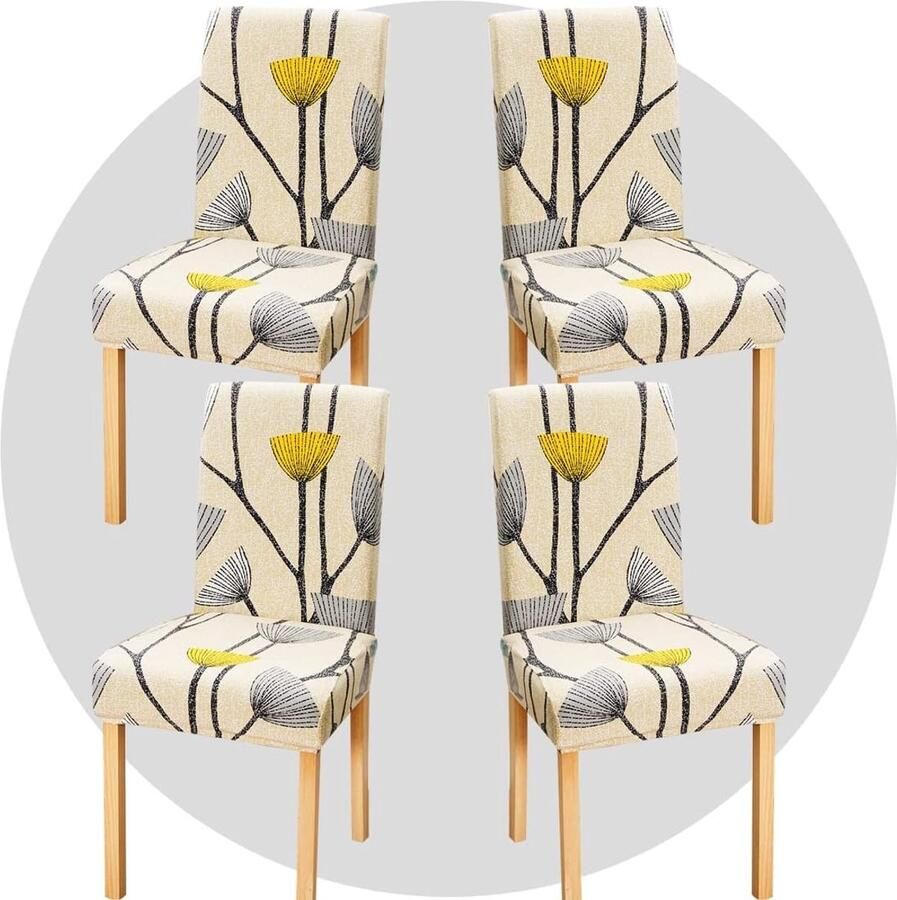Ibenzoa Universale Stretch Stoelhoes Set van 4 Elastisch Afneembaar & Wasbaar