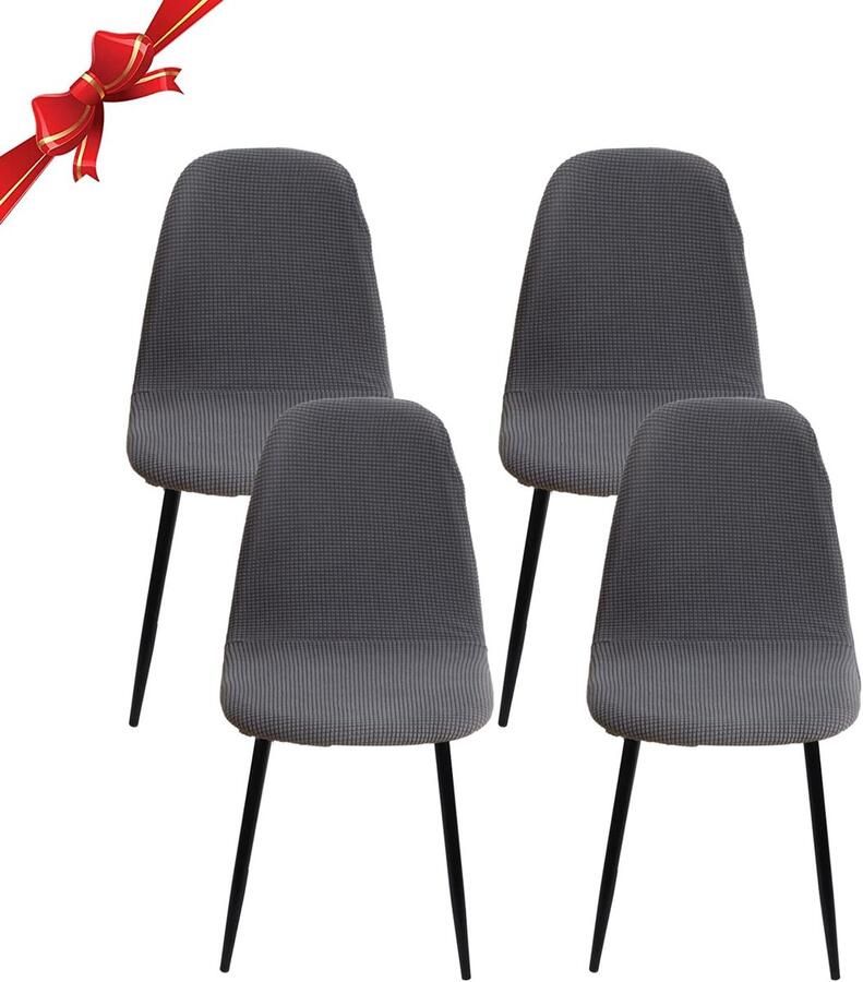 Ibenzoa Universele Bruine Stoelhoezen Set van 4 voor Eetkamer en Woonkamer Elastisch en Wasbaar