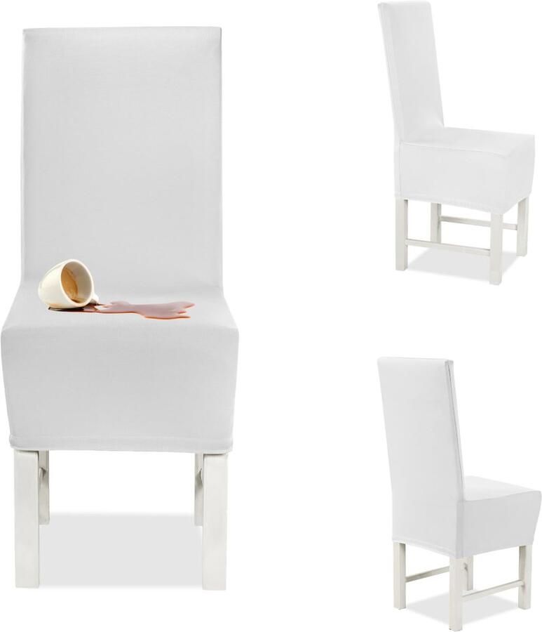 Ibenzoa Universele Set van 2 Elastische Stoelhoezen voor Vierkante Rugleuning Wit