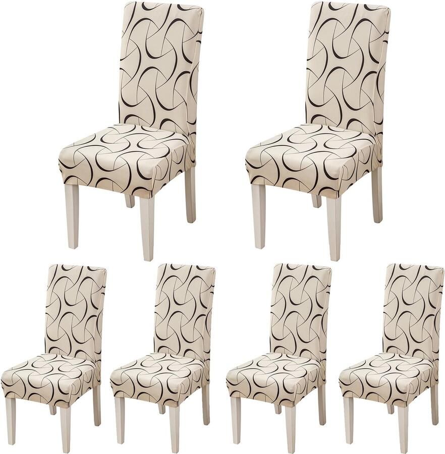 Ibenzoa Universele Stoelhoezen voor Eetkamerstoelen Set van 6 Stretch Kreukvrij
