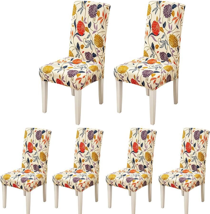 Ibenzoa Universele Stoelhoezen voor Eetkamerstoelen Set van 6 Stretch Kreukvrij