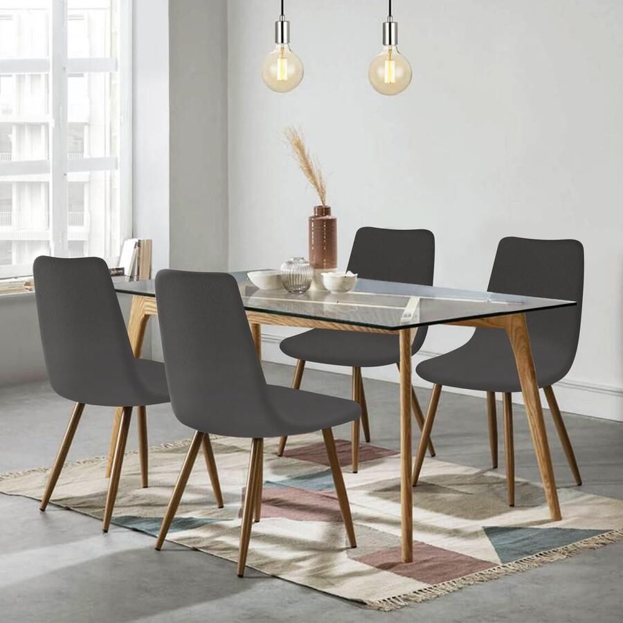 Ibenzoa Universele Stretch Stoelhoezen Set van 4 voor Interieurs in Donkergrijs