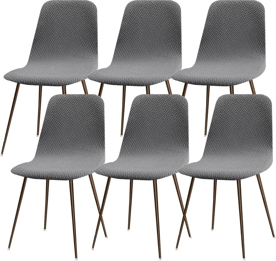 Ibenzoa Universele Stretch Stoelhoezen Set van 6 voor Eetkamer en Keukenstoelen in Diagonaal Grijs