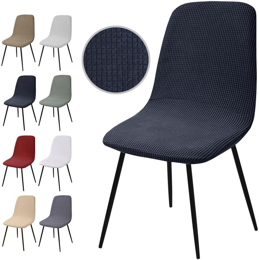Ibenzoa Set van 4 Stretch Stoelhoezen voor Eetkamerstoelen Afneembaar en Wasbaar Donkergrijs