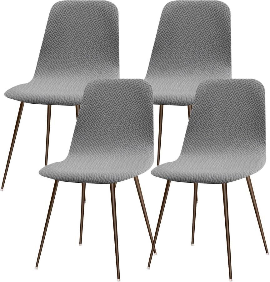 Ibenzoa Universele Stretch Stoelhoezen voor Eetkamerstoelen – Set van 4 Lichtgrijs Scandinavisch Design