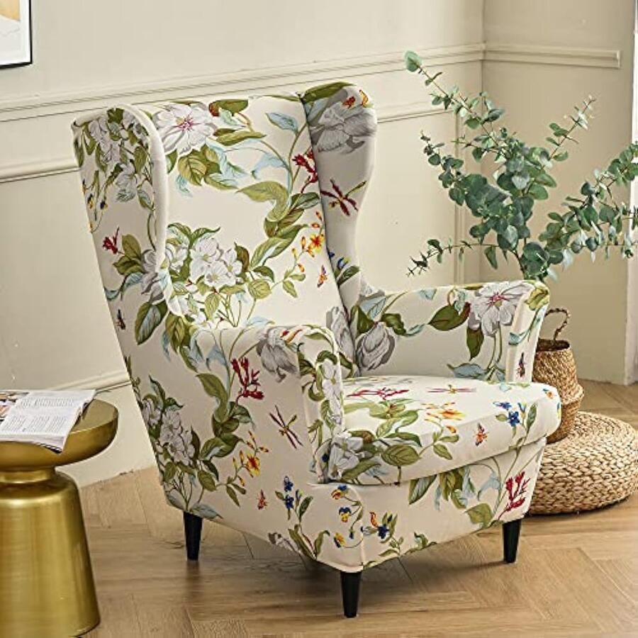Ibenzoa Universele Stretchbare Fauteuilbekleding met Bloemen- en Bladmotief voor Bescherming en Stijl