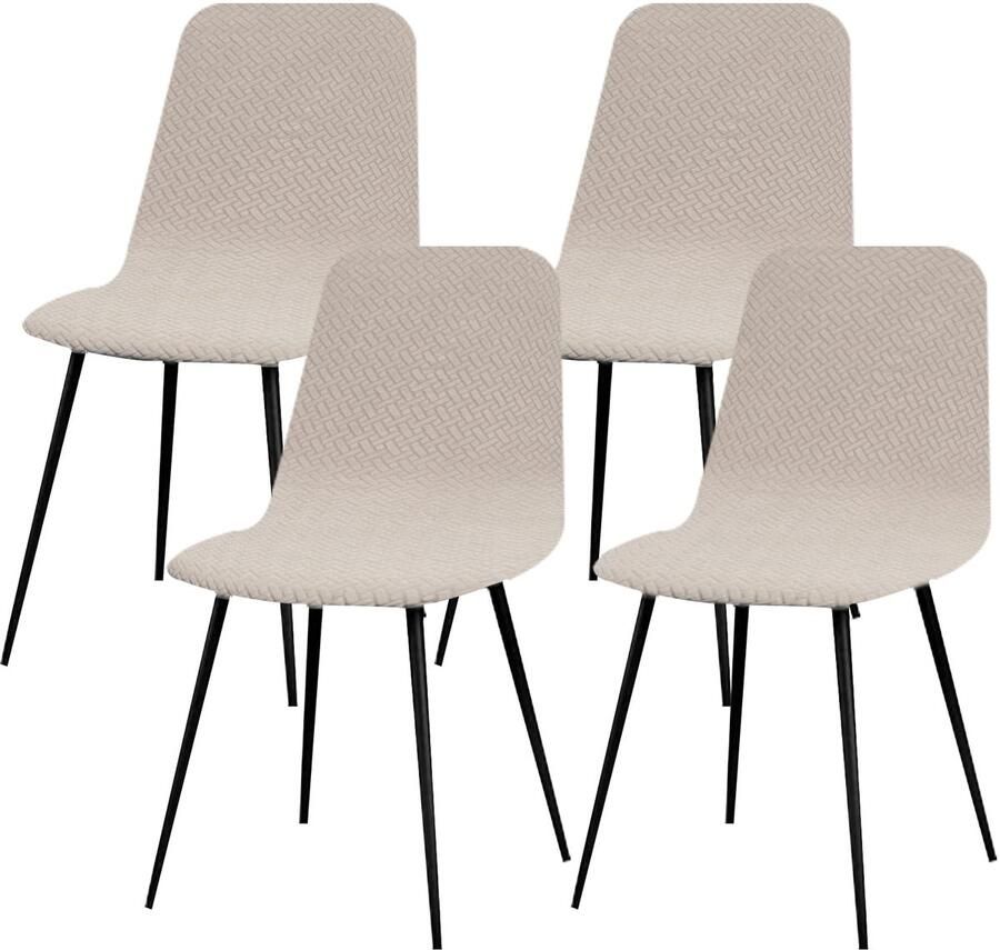 Ibenzoa Universele Stretchbare Stoelhoezen Set van 4 in Scandinavisch Design voor Eetkamerstoelen