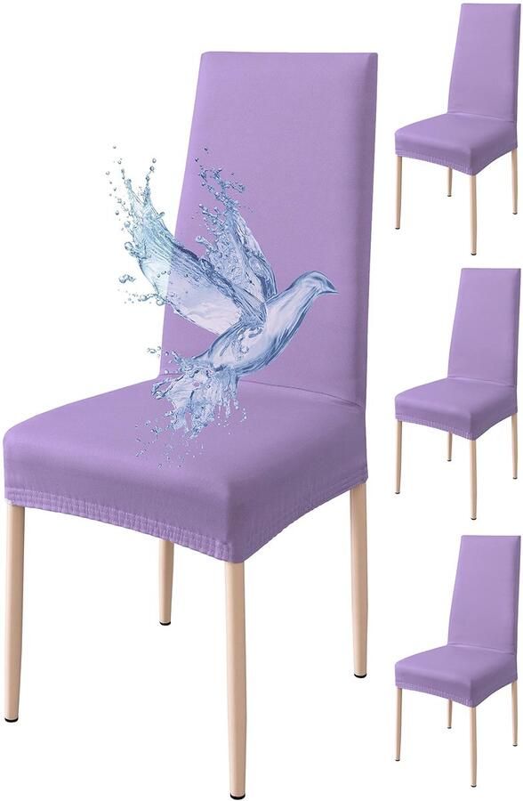 Ibenzoa Universele Waterbestendige Stoelhoezen Set van 4 voor Eetkamerstoelen Stretch en Gemakkelijk te Reinigen in Flieder