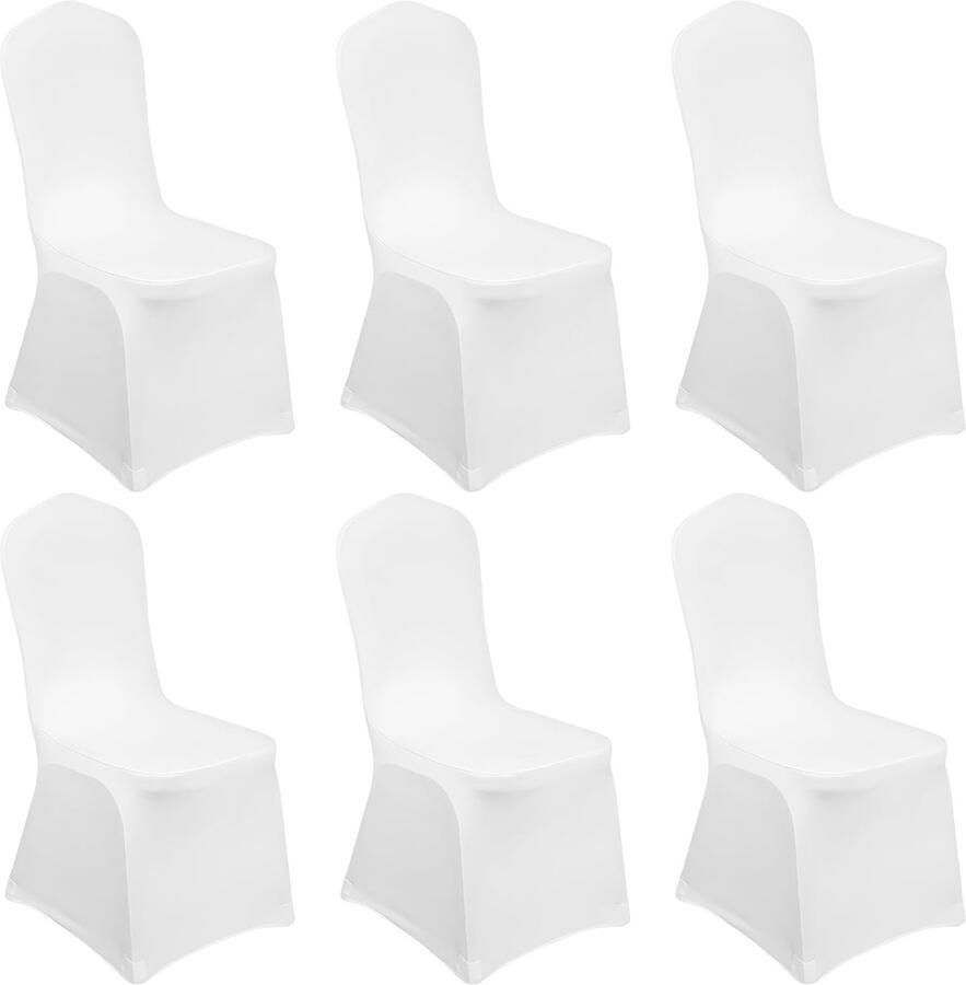 Ibenzoa Universele Witte Stretch Stoelhoezen Set van 6 voor Bruiloften en Feesten Wit