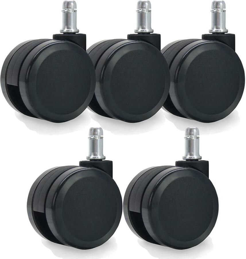 Ibenzoa Universele Zwarte Wielen voor Bureaustoel met Clipbevestiging Geschikt voor Alle Vloeren Set van 5 Stuks