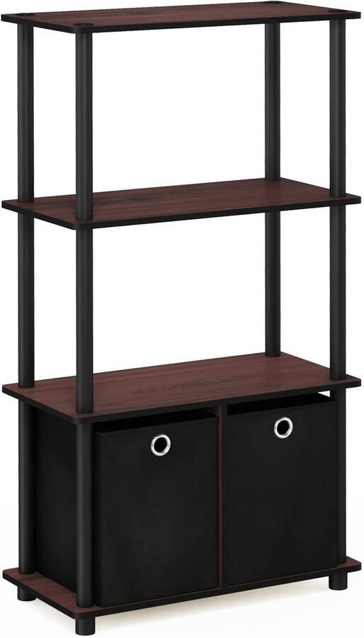 Ibenzoa Veelzijdig houten rek met twee planken in donkere kersenzwart