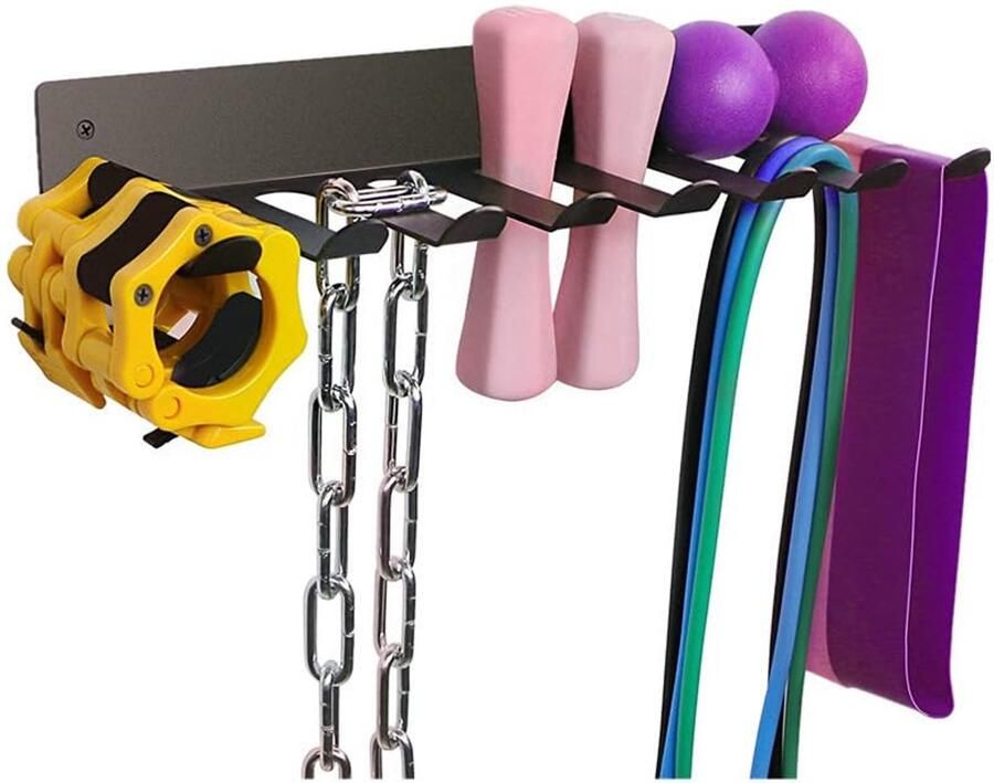 Ibenzoa Veelzijdig Wandrek voor Fitnessapparatuur met Sterke Haken en Gemakkelijk te Monteren