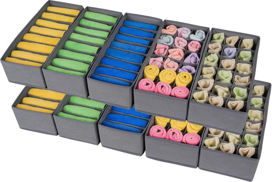 Ibenzoa Veelzijdige 10-delige opbergset voor commode kledingkast en laden met verschillende formaten